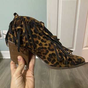 Leopard Fringe Booties